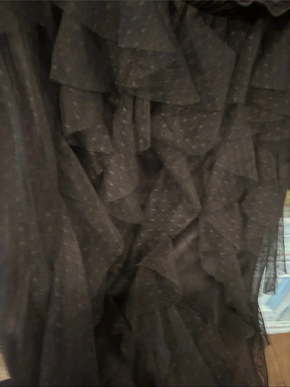Black Layered Tulle Ruffle Skirt